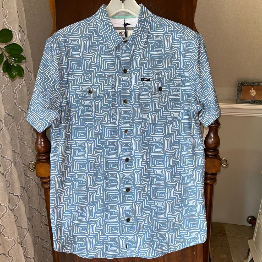 JETTY Wellspoint Short Sleeve Printed Tech Woven Shirt small